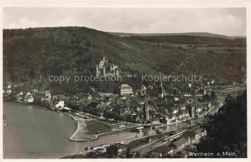 AK / Ansichtskarte Wertheim Main BW Panorama Fluss Main Burg Stadtansicht Wald Bahnlinie Kirche