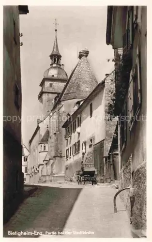 AK / Ansichtskarte Bietigheim Baden Stadtkirche Kirchturm Gasse Storchennest Wohnhaeuser Altstadt