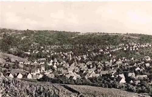 AK / Ansichtskarte Uhlbach STUTTGART BW Ortschaft Kirche Huegel Weinberge Wald Talblick