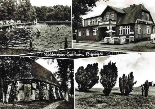 AK / Ansichtskarte Bispingen Kohlmeyers-Gasthaus Lueneburger-Heide Schwimmbad Fachwerkhaeuser Baeume Reetdach