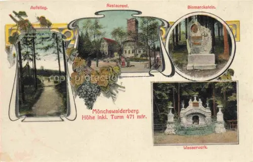 AK / Ansichtskarte Moenchswalderberg Wilthen Bautzen Sachsen Restaurant Bismarckstein Wasserwerk Aufstieg Turm Wald Mehrbildkarte