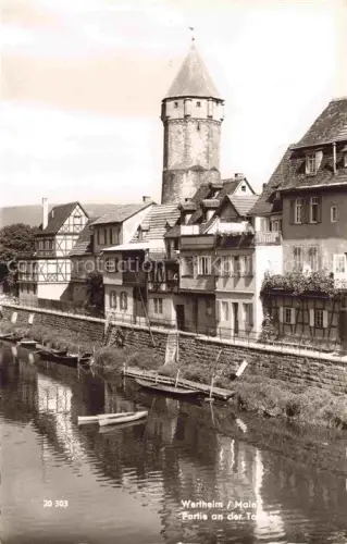 AK / Ansichtskarte Wertheim Main BW Partie-an-der-Tauber Tauber Fluss Wehrturm Fachwerkhaeuser Boote Altstadt Stadtmauer
