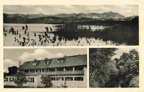 AK / Ansichtskarte Eching Ammersee Stegen Bayern Pension-Seeblick Cafe-Seeblick Ammersee See Schilf Berge Wasserfall Mehrbildkarte
