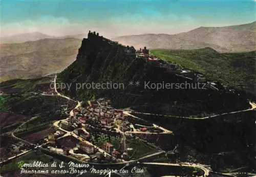 AK / Ansichtskarte SAN MARINO  Repubblica di Borgo-Maggiore Monte-Titano Luftaufnahme Burg Altstadt Serravalle Garibaldi Olympia-Cortina