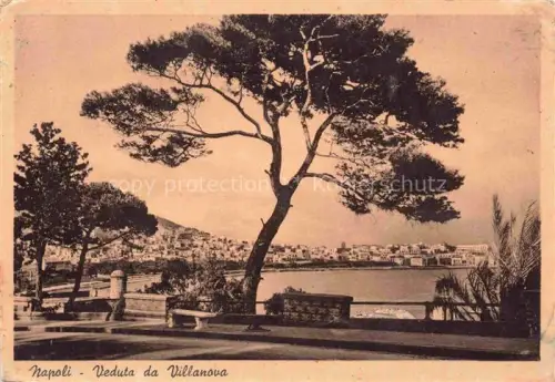 AK / Ansichtskarte NAPOLI Neapel Naples IT Veduta-da-Villanova Pinien Bucht Stadtansicht Meer Promenade