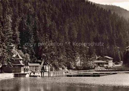 AK / Ansichtskarte GOSLAR Harz Niedersachsen Kinderbrunnen Pension Herzberger-Teich Freibad Badesteg Wald See Kaffeegarten