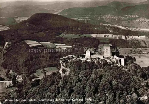 AK / Ansichtskarte Annweiler Trifels Reichsburg-Trifels Kurhaus-Trifels Fliegeraufnahme Burg Wald Felder Landschaft Luftbild