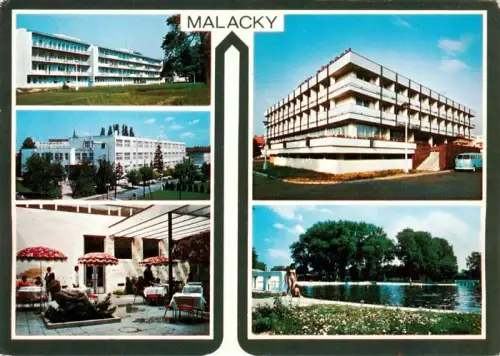 AK / Ansichtskarte Malacky Slovakia Poliklinika Hotel-Záhoran Atrium Kúpalisko Schwimmbad Mehrbildkarte