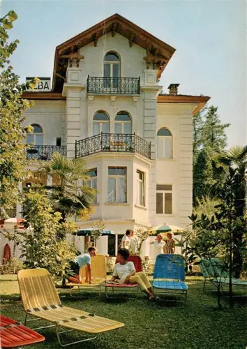 AK / Ansichtskarte Paradiso Lago di Lugano TI Hotel-garni-Alba Garten Liegestuehle Villagebaeude Palmen