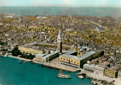 AK / Ansichtskarte VENEZIA Venedig Venice Venise IT Bacino-di-San-Marco Campanile Dogenpalast Canal-Grande Luftbild Stadtpanorama Lagune Markusplatz