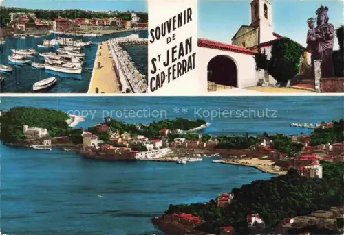 AK / Ansichtskarte Saint-Jean 06 Cap-Ferrat Hafen Boote Kirche Madonnenfigur Halbinsel Mittelmeer Kuestenansicht Luftaufnahme
