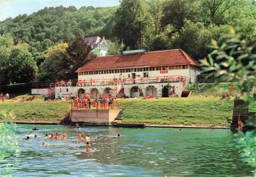 AK / Ansichtskarte Echternach Luxembourg Bains-de-Rivière Freibad Sûre Schwimmer Sprungbrett Wald