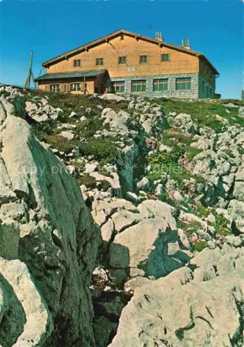 AK / Ansichtskarte Hochschneeberg 2061m Niederoesterreich AT Fischerhuette Berghuette Schneeberg Felsen Berglandschaft