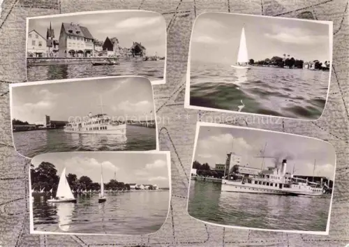 AK / Ansichtskarte FRIEDRICHSHAFEN Bodensee BW Bodensee Dampfer Segelboot Hafen Uferpromenade Faehre Kirche