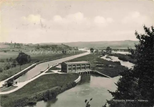AK / Ansichtskarte Huettenau Welper Hattingen NRW Ruhrpartie Ruhr Kraftwerk Kanal Wiesen Panorama Huegel