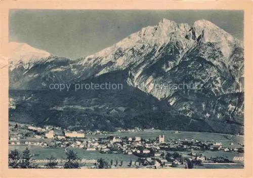 AK / Ansichtskarte Moesern Telfs Tirol AT Hohe-Munde Berge Alpen Ortsansicht Inntal Wiesen Kirche