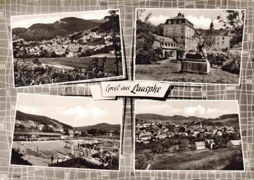 AK / Ansichtskarte BAD LAASPHE NRW Kneipp-Kurort Ortsansicht Schwimmbad Schloss Siegerland Panorama Baeume