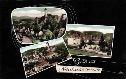 AK / Ansichtskarte Neuhaus Pegnitz Bayern Pegnitz Burg Schloss Mehrbild Schule Ortschaft