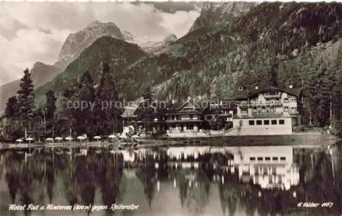 AK / Ansichtskarte Hintersee Ramsau Berchtesgaden Oberbayern Bayern Hotel-Post Hintersee Reiteralpe See Berge Spiegelung Wald Berchtesgaden