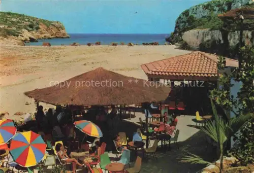 AK / Ansichtskarte Porto-Cristo Mallorca ES Playa-Romantica Strandbar Tanzflaeche Sonnenschirme Felsen Bucht Strand Terrasse