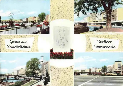 AK / Ansichtskarte SAARBRueCKEN Saarland Saarbruecken Berliner-Promenade Saar Bruecke Neubauten Stadtansicht Strassenszene