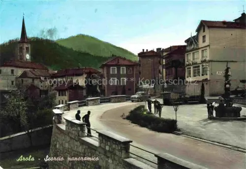 AK / Ansichtskarte Arola Verbania Piemonte IT Scorcio-panoramico Kirche Brunnen Platz Bruecke Bergort Haeuser Huegel