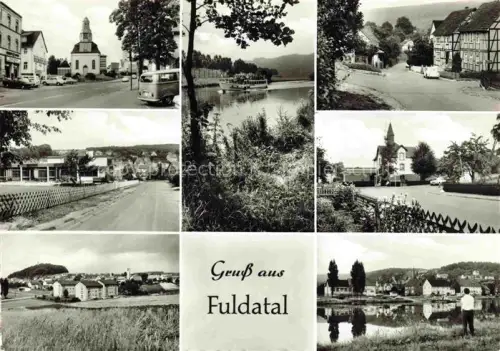 AK / Ansichtskarte Fuldatal Kassel Hessen Kirche Kanal Fachwerkhaus Strasse Teich Ortsansicht Mehrbildkarte