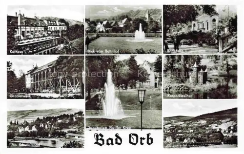 AK / Ansichtskarte Orb BAD ORB Hessen Kurhaus Gradierwerk Badehaus Sanatorium-Pfeiffer-Krug Kurparkweiher Villenviertel Mehrbildkarte Kurort