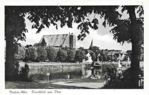 AK / Ansichtskarte Daverden Langwedel VERDEN Niedersachsen Dom Aller Fluss Durchblick Baeume Altstadt
