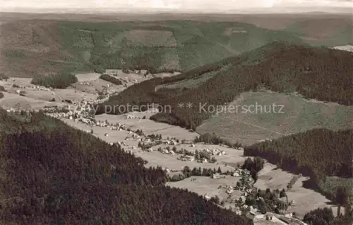 AK / Ansichtskarte Buhlbach Obertal Baiersbronn BW Luftaufnahme Tal Wald Siedlung Felder Berge Schwarzwald