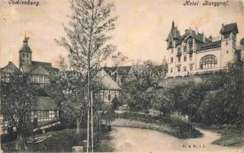 AK / Ansichtskarte Tecklenburg Steinfurt NRW Hotel-Burggraf Fachwerk Kirche Park Weg Historismus