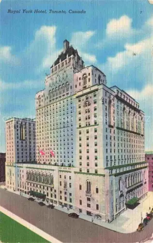 AK / Ansichtskarte TORONTO Ontario Canada Royal-York-Hotel Hochhaus Strasse Autos Flaggen Fassade Tuerme Kolonnade