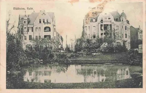 AK / Ansichtskarte MueLHEIM  RUHR NRW Goetheplatz Jugendstilvillen Teich Baeume Reflexion Park Wohnhaeuser