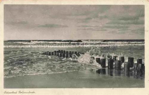 AK / Ansichtskarte STOLPMueNDE Ostseebad USTKA Pommern PL Ostseebad Ostsee Buhnen Wellen Strand Meer Wellenbrecher