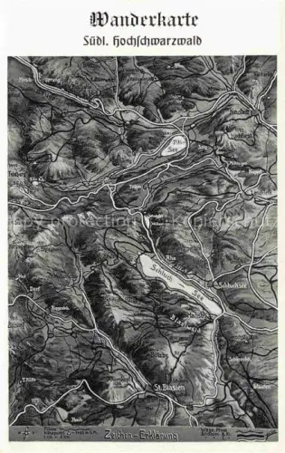 AK / Ansichtskarte Schluchsee Wanderkarte Hochschwarzwald Schluchsee Titisee St-Blasien Reliefkarte Schwarzwald Topographie