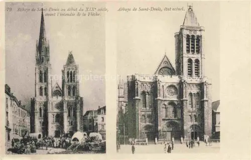 AK / Ansichtskarte SAINT-DENIS  93 Seine-Saint-Denis Abbaye-de-Saint-Denis Basilique Kirchturm Kathedrale Gotik Brand-de-la-Flèche Marktszene