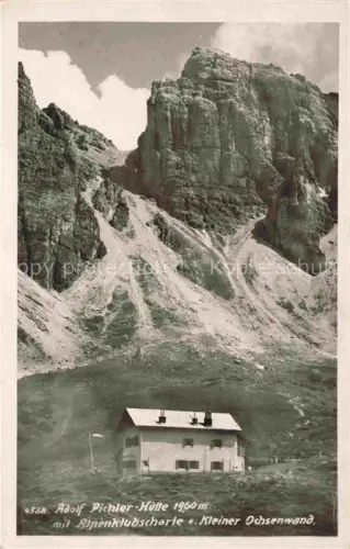 AK / Ansichtskarte Adolf-Pichlerhuette Neustift Stubaital AT Adolf-Pichler-Huette Alpenklubscharte Kleine-Ochsenwand Bergsteigerhuette Felsen Geroell Stubaier-Alpen