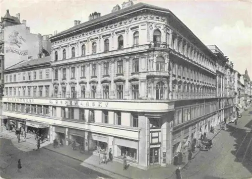 AK / Ansichtskarte WIEN AT Herzmansky Kaufhaus Mariahilferstrasse Stiftgasse Gruenderzeitgebaeude Strassenszene Passanten