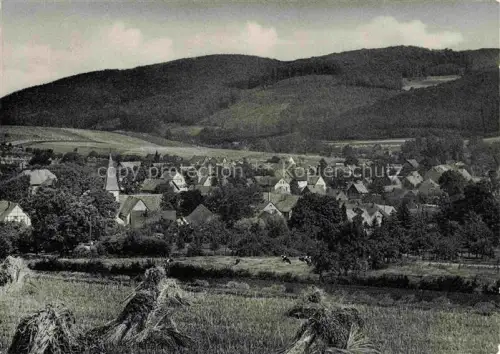 AK / Ansichtskarte Hohenhausen Kalletal Lippe NRW Dorf Kirche Getreidegarben Wester-Kalle Huegel Wald Fachwerkhaus