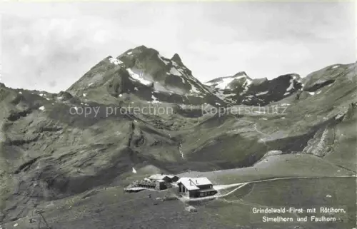 AK / Ansichtskarte Grindelwald BE Bergrestaurant-First Roetihorn Simelihorn Faulhorn Berggipfel Alpen Huette Luftbild