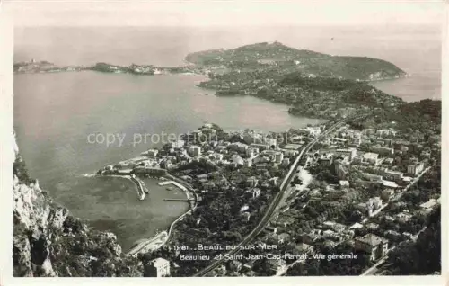 AK / Ansichtskarte Beaulieu-sur-Mer 06 Saint-Jean-Cap-Ferrat Meereskueste Halbinsel Mittelmeer Ortschaft Bahnlinie Luftbild