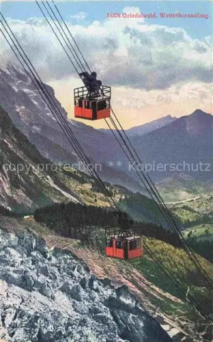 AK / Ansichtskarte Grindelwald BE Wetterhornaufzug Seilbahn Berge Felsen Tal Alpenpanorama