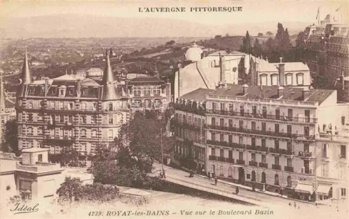AK / Ansichtskarte Royat-les-Bains Clermont-Ferrand 63 Puy-de-Dome Boulevard-Bazin Grandhotel Stadtpanorama Auvergne Huegel Turm Gebaeude