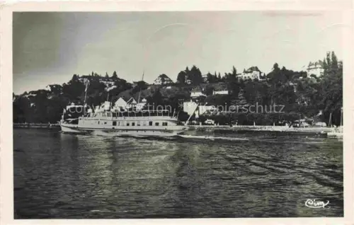 AK / Ansichtskarte Thonon-les-Bains 74 Haute-Savoie Bateau-de-Ripaille Dampfer See Lac-Léman Ufer Haeuser Baeume