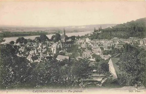 AK / Ansichtskarte Caudebec-en-Caux ROUEN 76 Seine-Maritime Stadtpanorama Kirche Seine Fluss Daecher Huegel Baeume