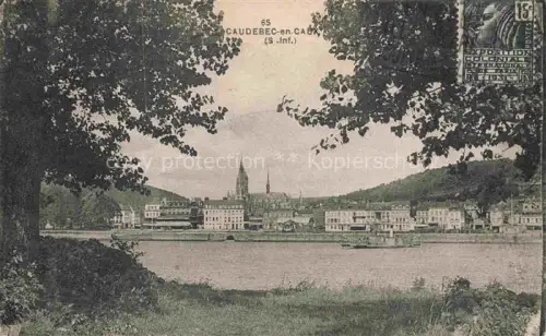 AK / Ansichtskarte Caudebec-en-Caux ROUEN 76 Seine-Maritime Stadtpanorama Kirche Seine Fluss Baeume Huegel Ufer