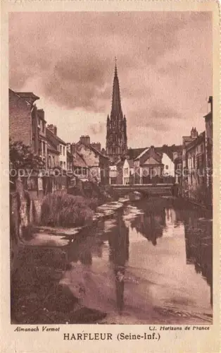 AK / Ansichtskarte Harfleur LE HAVRE 76 Seine-Maritime Kanal Kirchturm Haeuser Spiegelung Bruecke Schilfgras