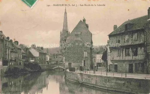 AK / Ansichtskarte Harfleur LE HAVRE 76 Seine-Maritime Bords-de-la-Lézarde Lézarde Kanal Kirchturm Fachwerkhaeuser Bruecke Ufer