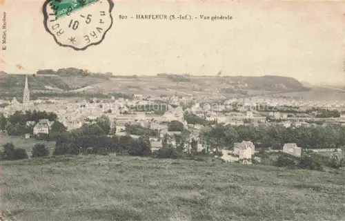 AK / Ansichtskarte Harfleur LE HAVRE 76 Seine-Maritime Stadtpanorama Kirchturm Huegel Haeuser Wiesen Baeume
