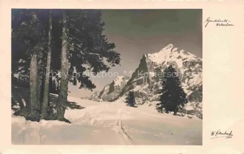 AK / Ansichtskarte Grindelwald BE Wetterhorn Winterlandschaft Schnee Tannen Berge Ski-Spur